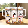 thumbnail image 1 of Mickey Mouse 40oz Tumbler, Just A Girl Who Loves Mickey Travel Mug, Floral Character Insulated Cup, Disney Fan Gift for Her, Large 40oz Water Bottle with Handle, 1 of 3