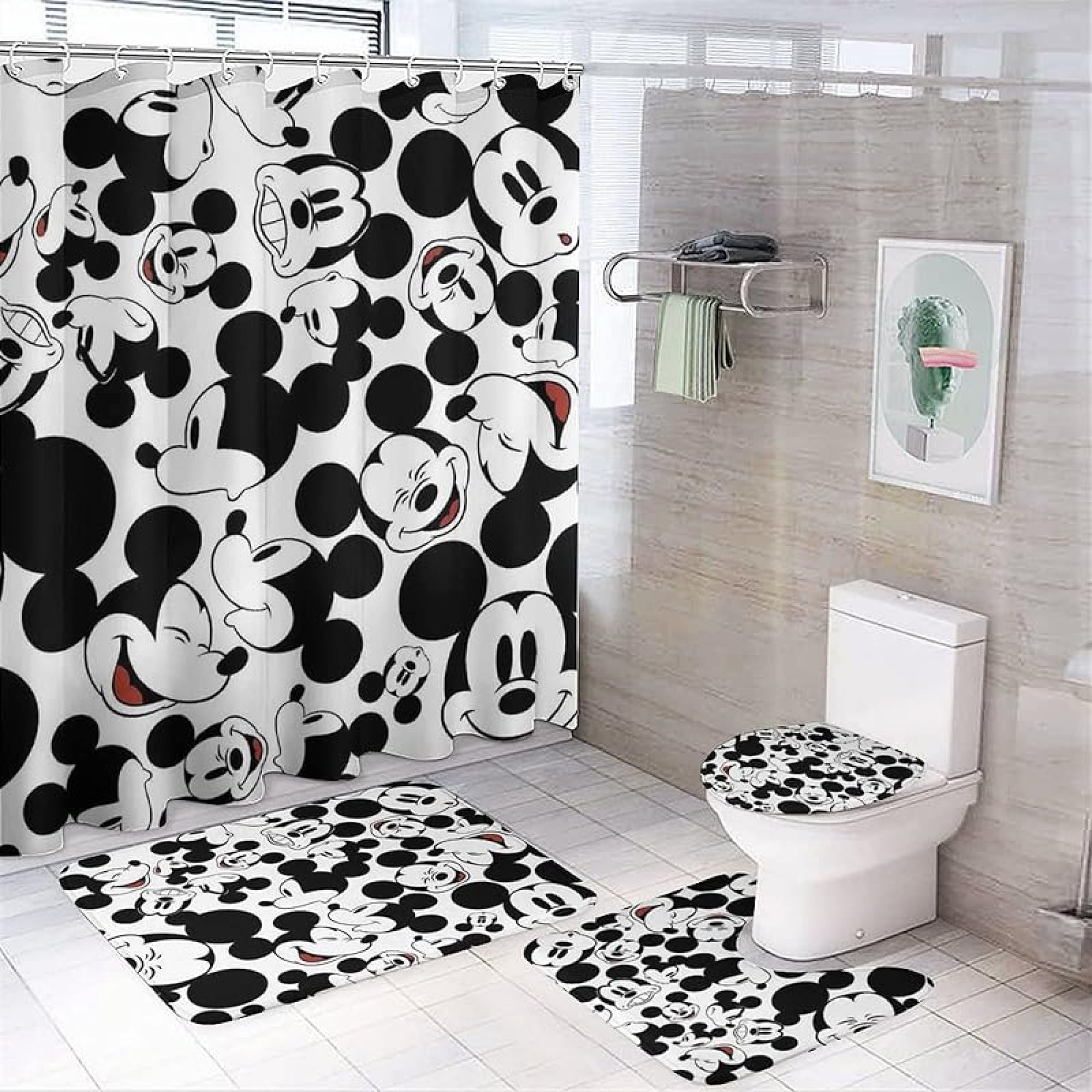 Disney Mickey Mouse White outlet Embossed Bathroom Set