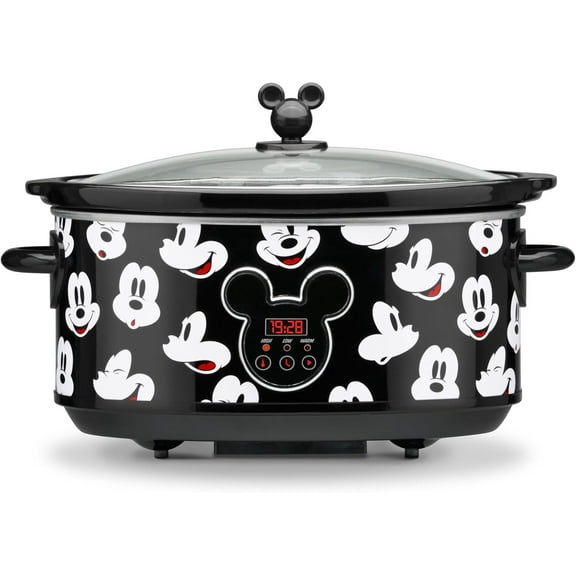 Disney Mickey Mouse 7-Quart Digital Slow Cooker with Sound - Food Warmer for Dips, Soup & More - Slow Cooker with Removable Stoneware - Kitchen Essential for Parties