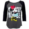 thumbnail image 1 of Mickey Mouse 794715-L Mickey Mouse Women Minnie Mouse Grey Baseball T-Shirt - Large, 1 of 1