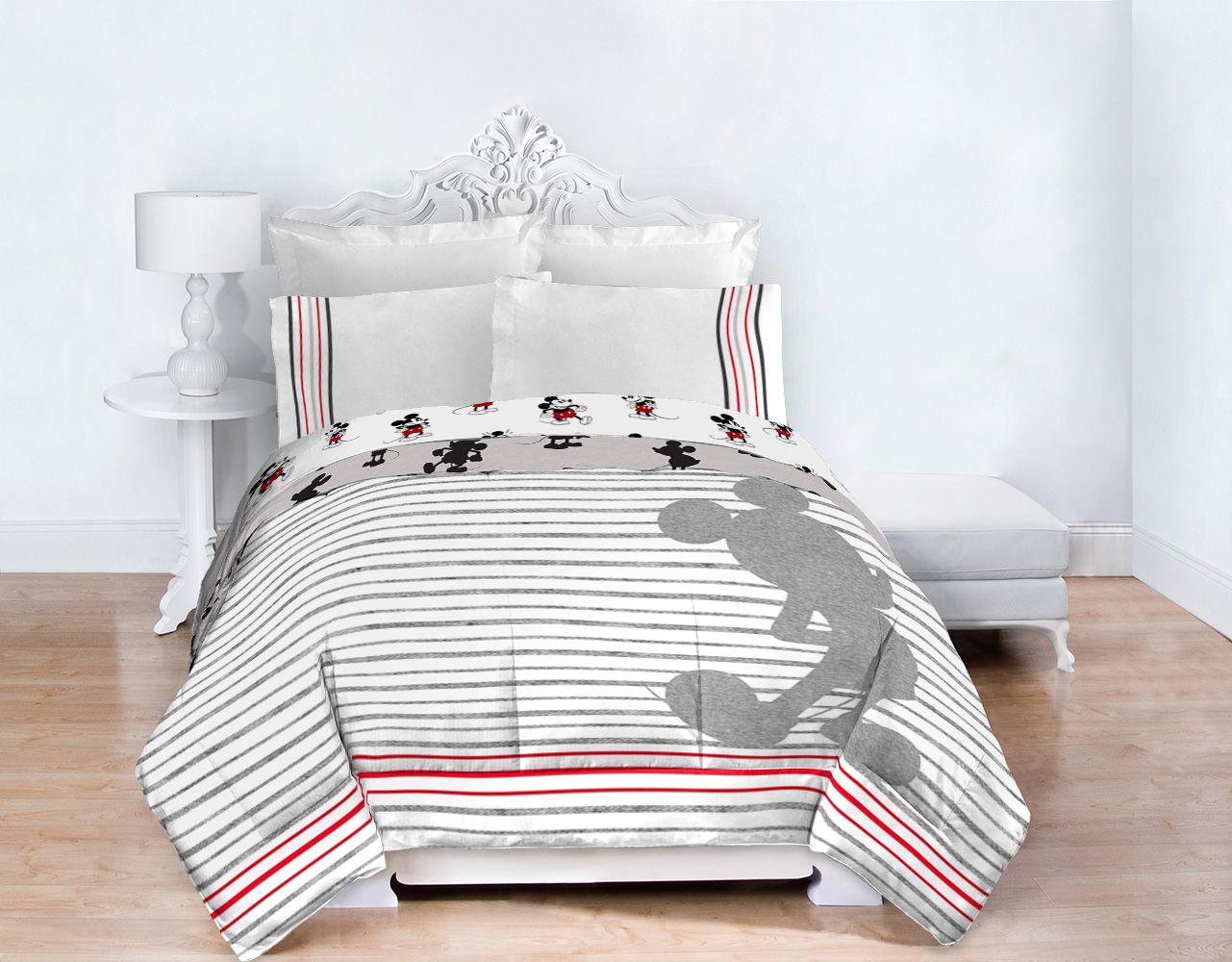 Mickey Mouse 90th Anniversary Striped Bed in a Bag Bedding Set w/ Reversible Comforter - image 1 of 5