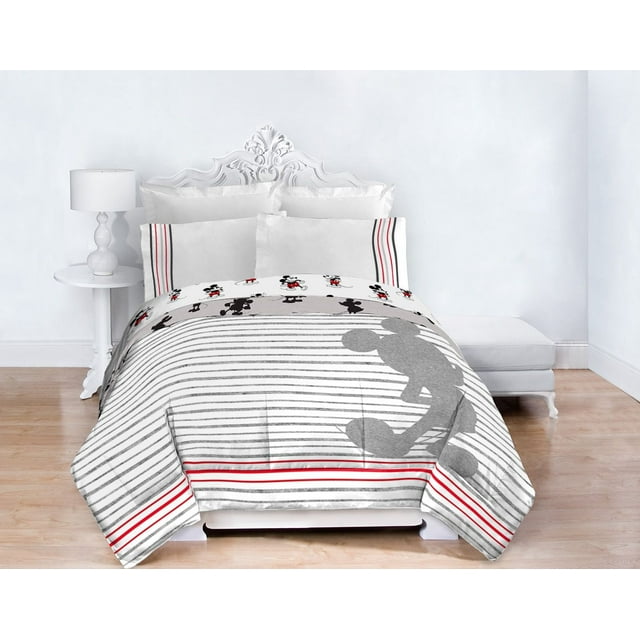 Mickey Mouse 90th Anniversary Striped Bed in a Bag Bedding Set w/ Reversible Comforter