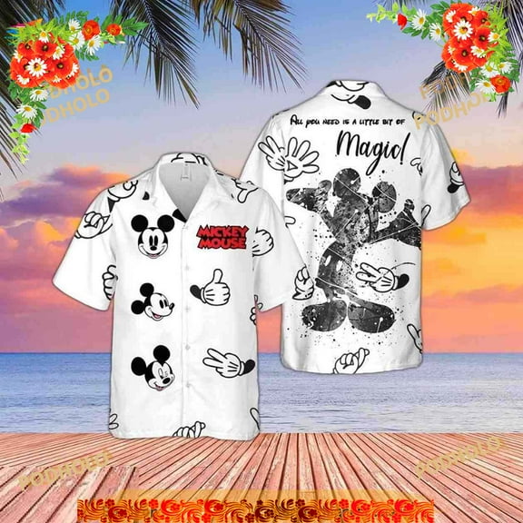 Mickey Mouse All You Need Is A Little Of Magic Hawaiian Shirt, 3D Mickey Button Up Shirt