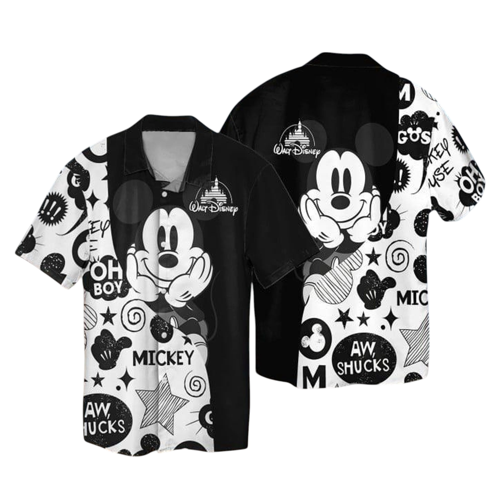 Mickey Mouse Aloha Summer Button Shirt Disney Vacation Beach Retro Walt ...