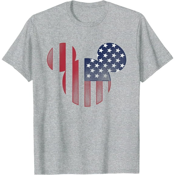 Mickey Mouse Americana Ears Shape DTG Print Unisex T-Shirt