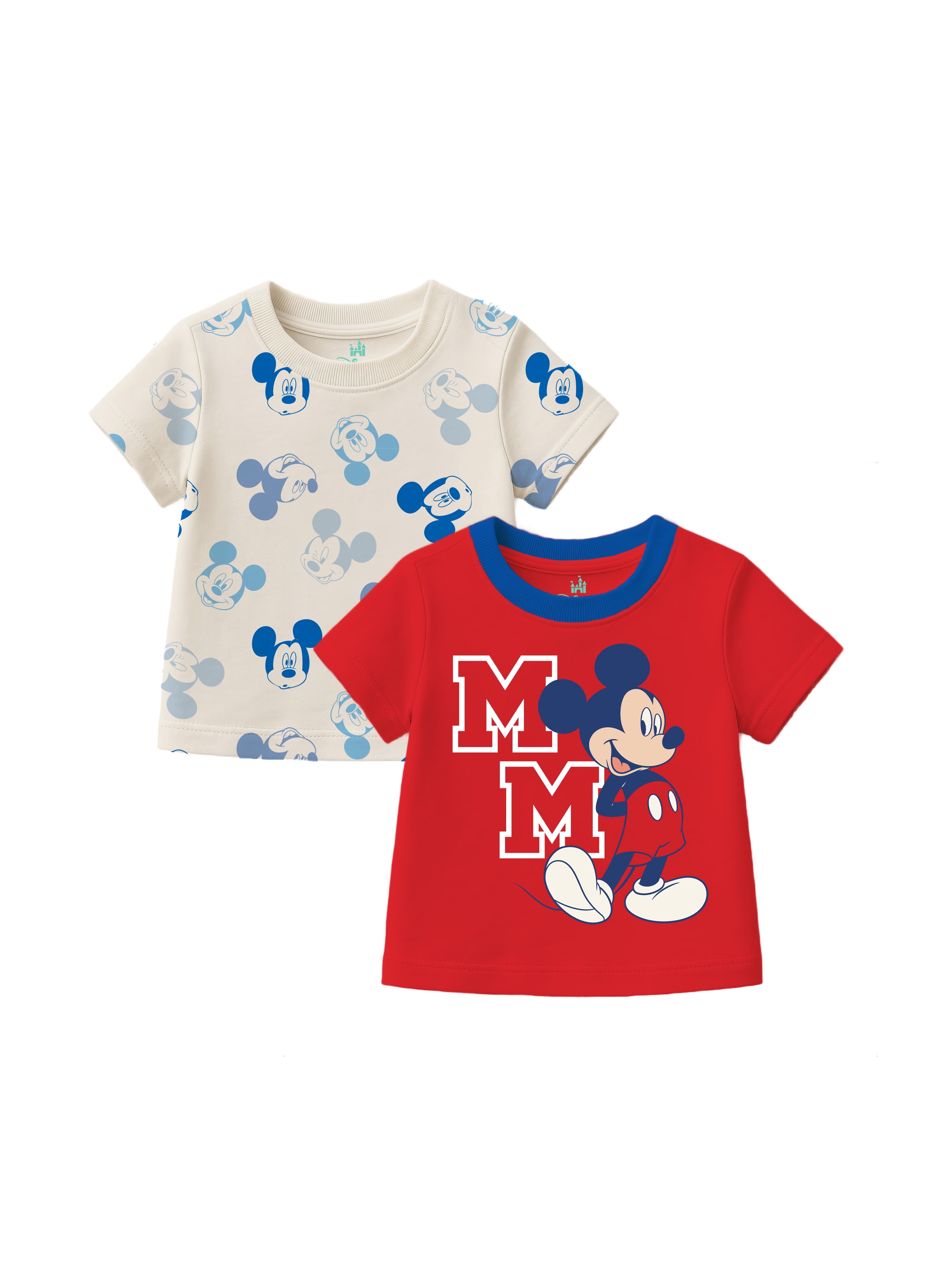 Mickey Mouse Baby Boy 2 Pack Short Sleeve Tee Shirts, Sizes 0/3 Months-24 Months