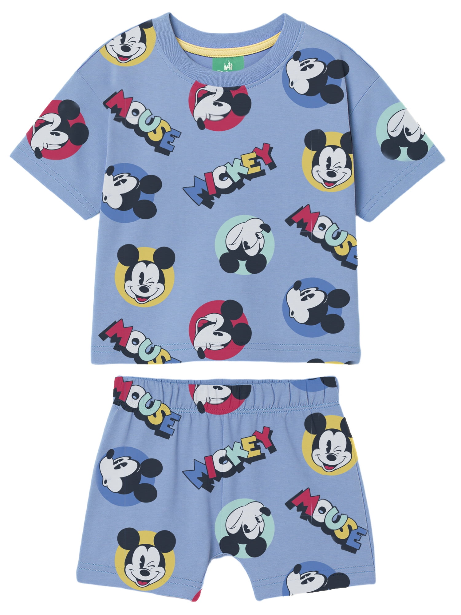 Mickey Mouse Baby Boy 2 Piece French Terry Short Set, Sizes 0-24 Months