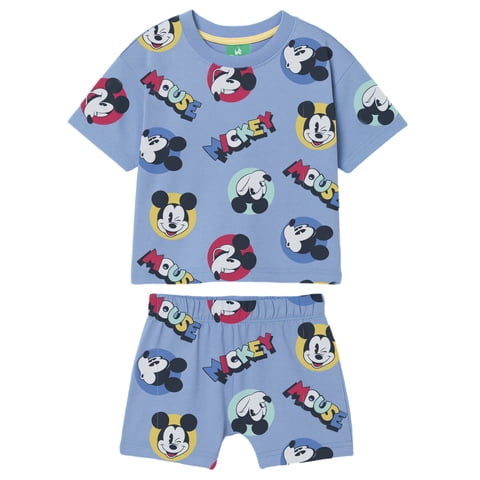 Mickey Mouse Baby Boy 2 Piece French Terry Short Set, Sizes 0-24 Months