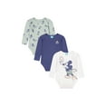 thumbnail image 1 of Mickey Mouse Baby Boy 3 Pack Long Sleeve Bodysuits, Size 0-24 Months, 1 of 11