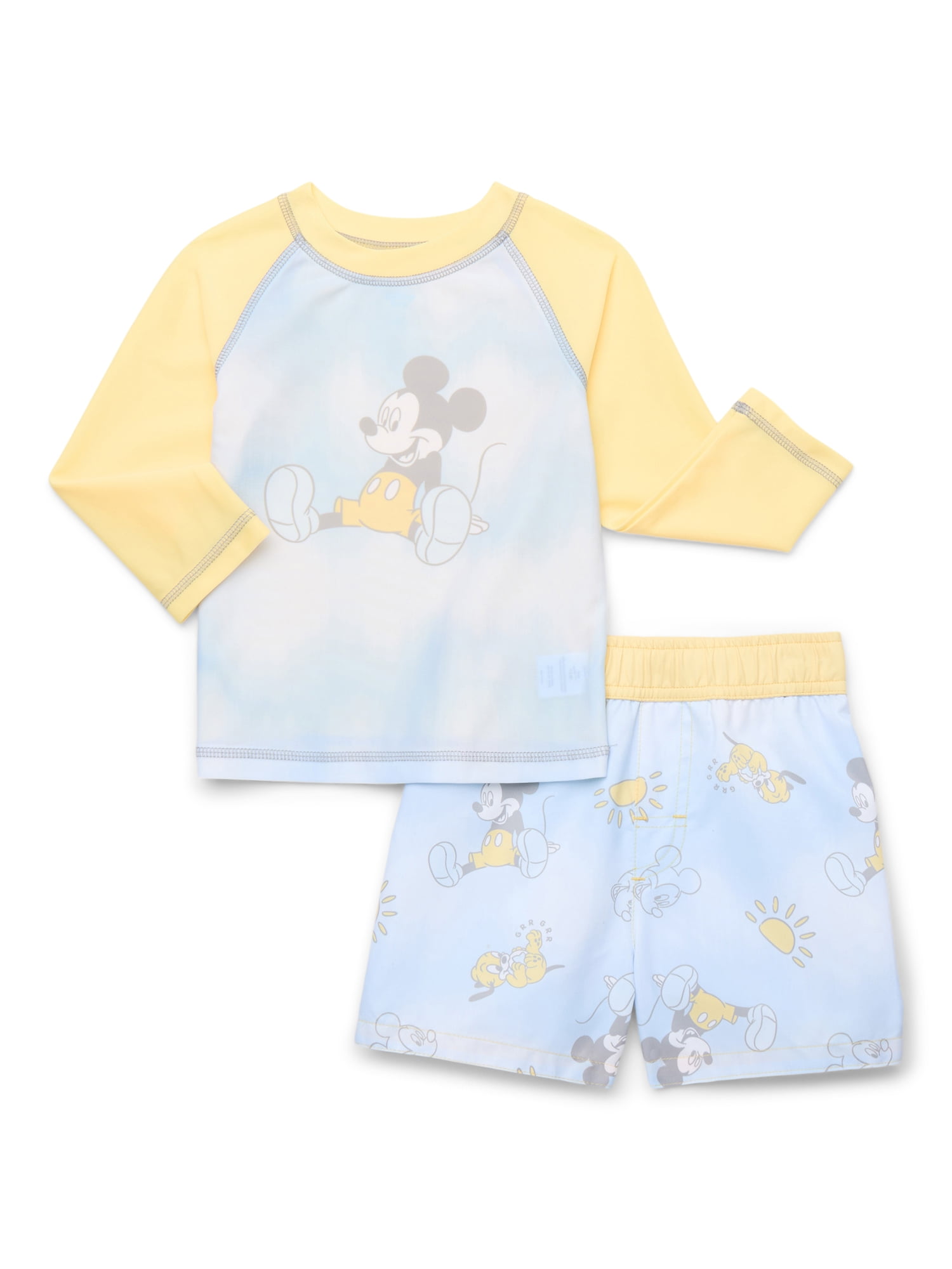Mickey Mouse Baby Boys Rashguard and Swim Trunks Set, 2-Piece, Sizes 12M-24M