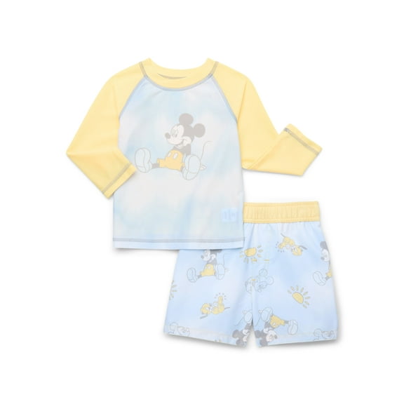 Mickey Mouse Baby Boys Rashguard and Swim Trunks Set, 2-Piece, Sizes 12M-24M