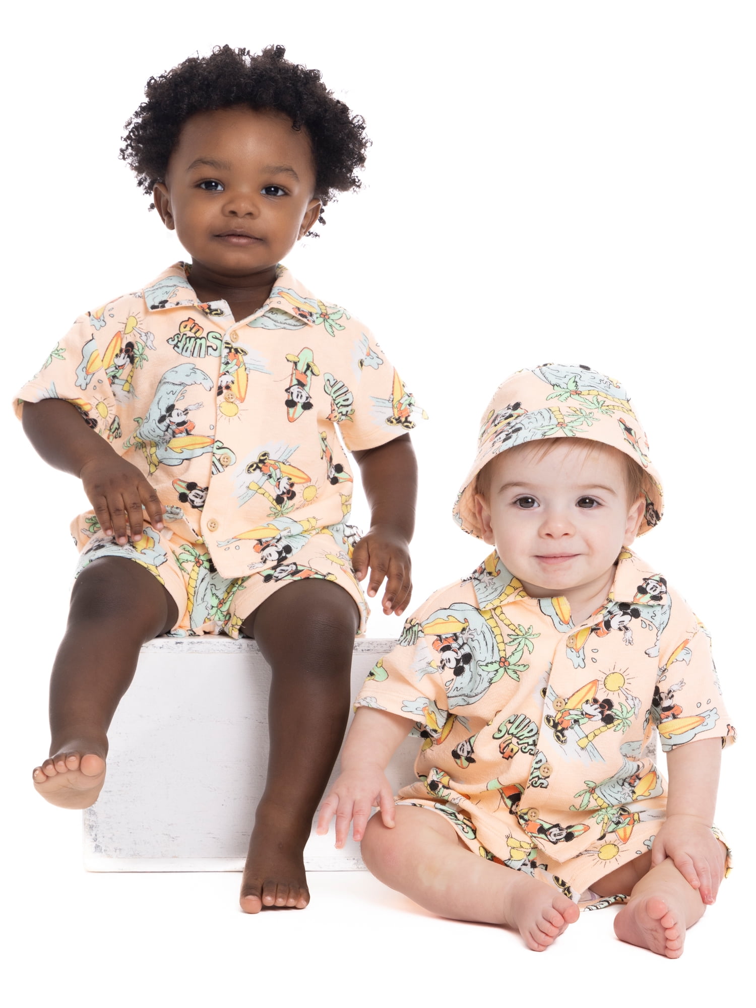 Mickey Mouse Baby Boys Resort Short Set with Matching Hat, 3-Piece, Sizes 0M-24M
