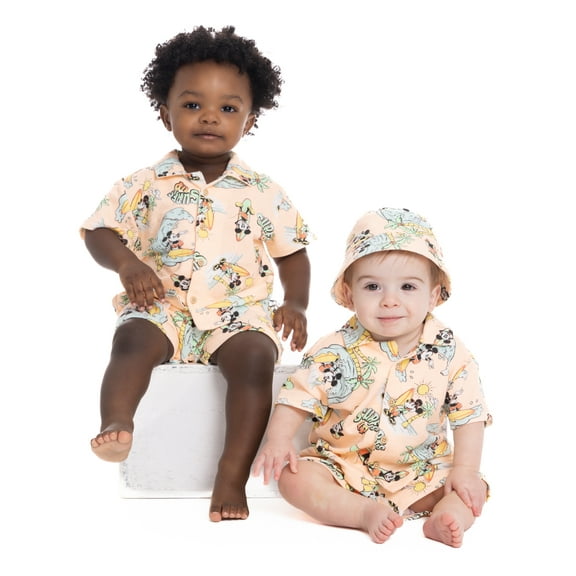 Mickey Mouse Baby Boys Resort Short Set with Matching Hat, 3-Piece, Sizes 0M-24M