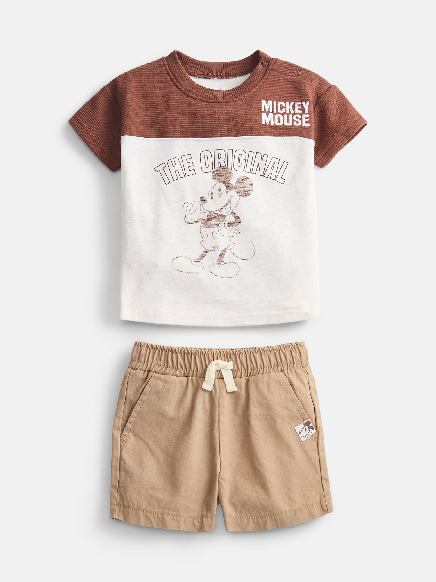 Mickey Mouse Baby Boys Graphic Tee and Matching Shorts Set, 2-Piece, Sizes 0/3M-24M