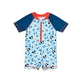 thumbnail image 1 of Mickey Mouse Baby Boy Swim One Piece Rash Guard, Sizes 0-12M, 1 of 3
