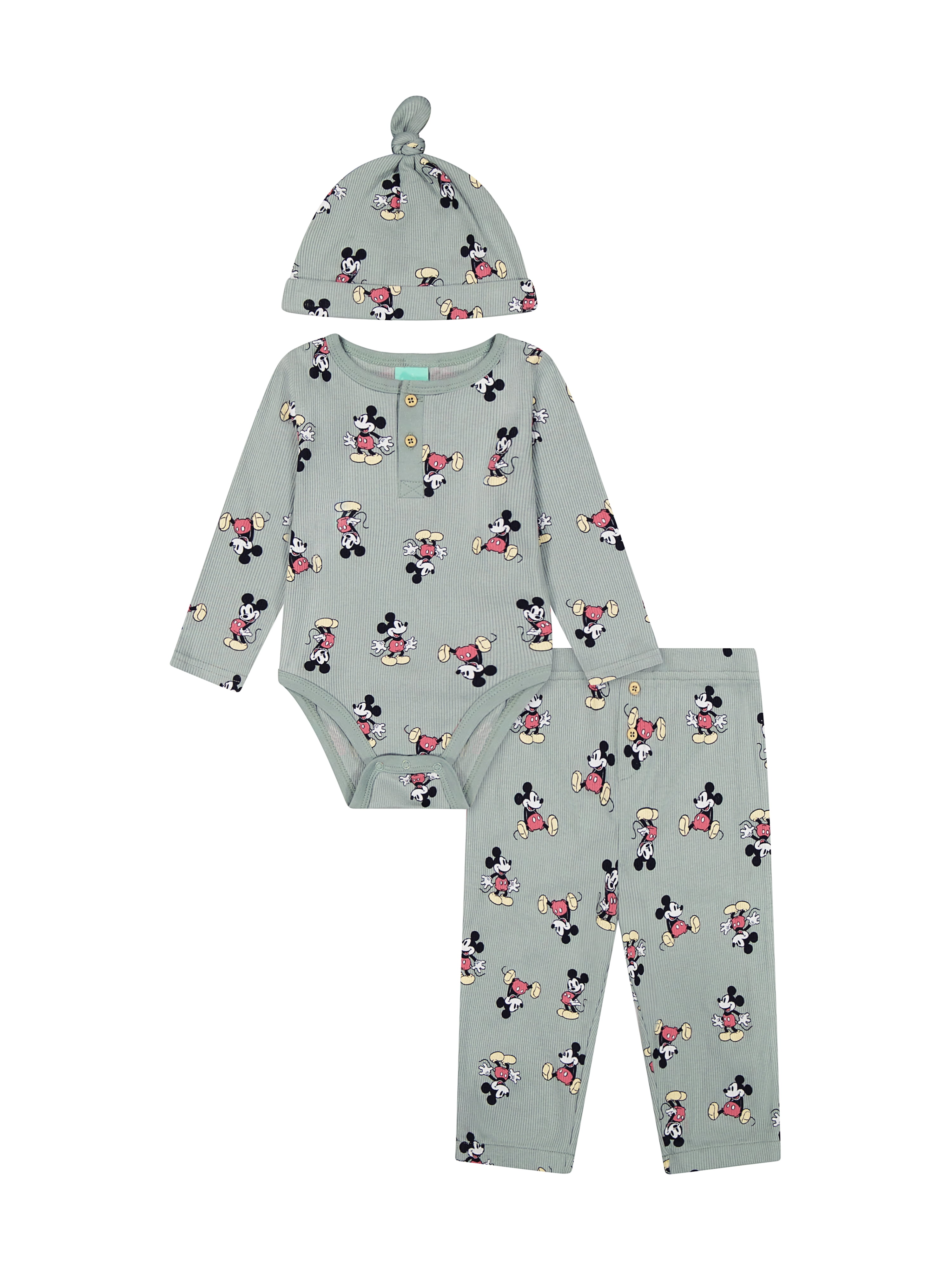 Mickey Mouse Baby Boys 3 Piece Rib Pant Set, Sizes 0-24M