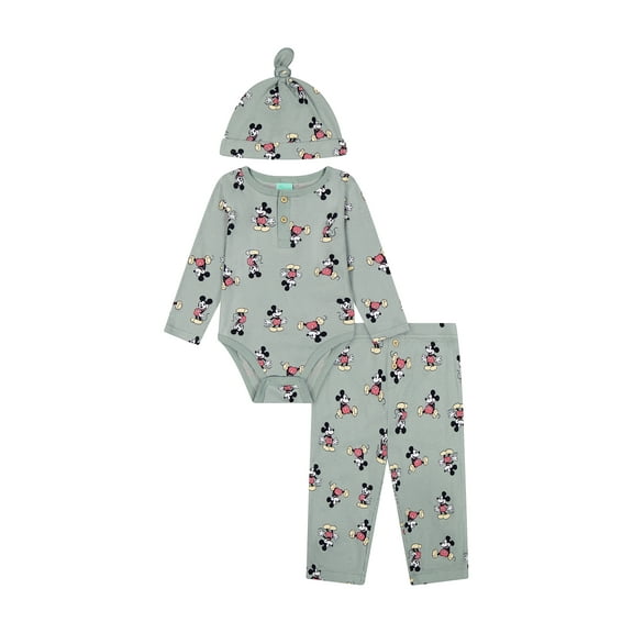 Mickey Mouse Baby Boys 3 Piece Rib Pant Set, Sizes 0-24M
