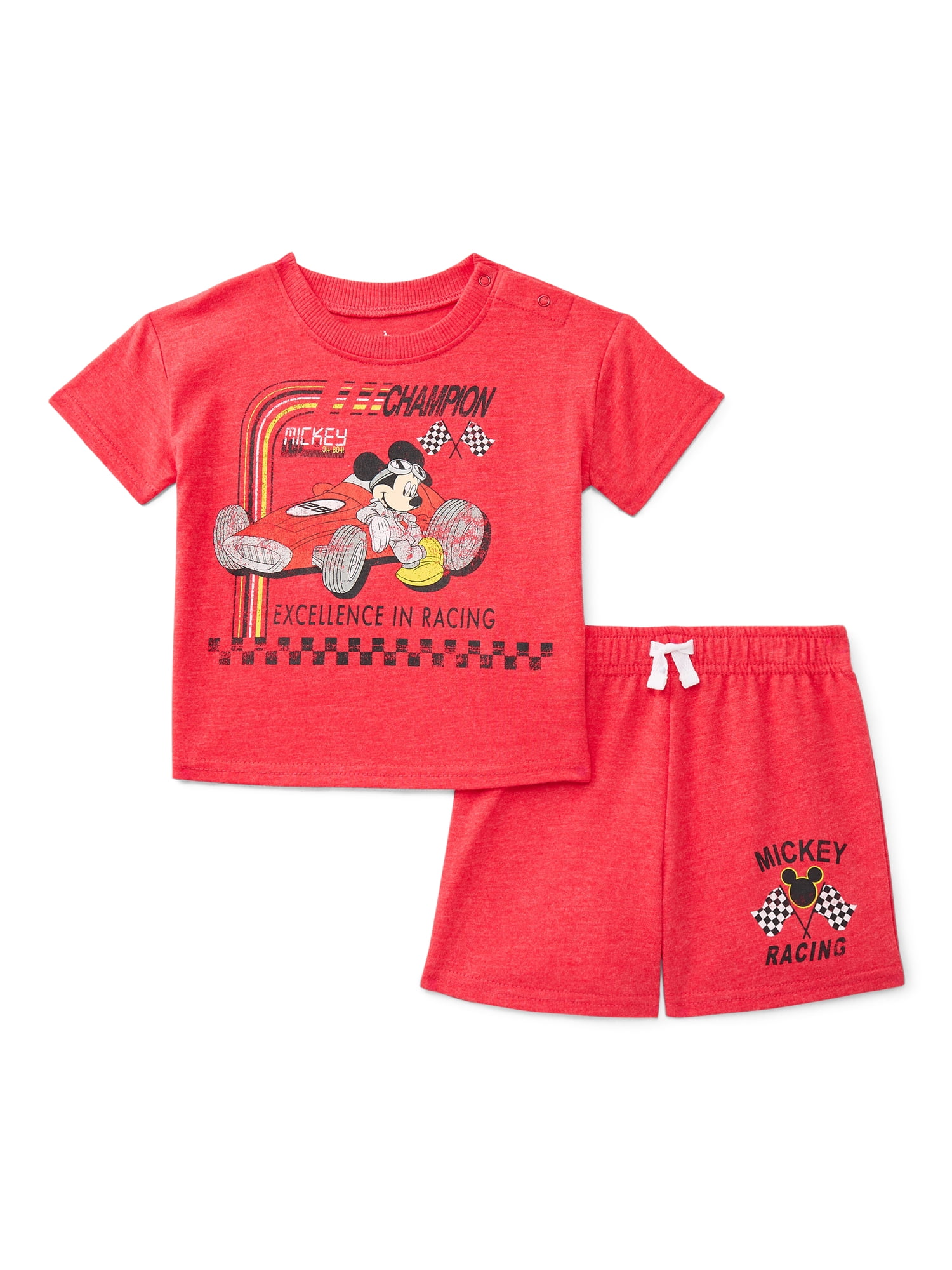 Mickey Mouse Baby Boys Short Sleeve Graphic Tee and Shorts Set, 2-Piece, Sizes 0/3M-24M