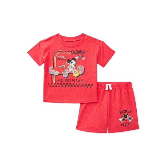 Mickey Mouse Baby Boys Short Sleeve Graphic Tee and Shorts Set, 2-Piece, Sizes 0/3M-24M