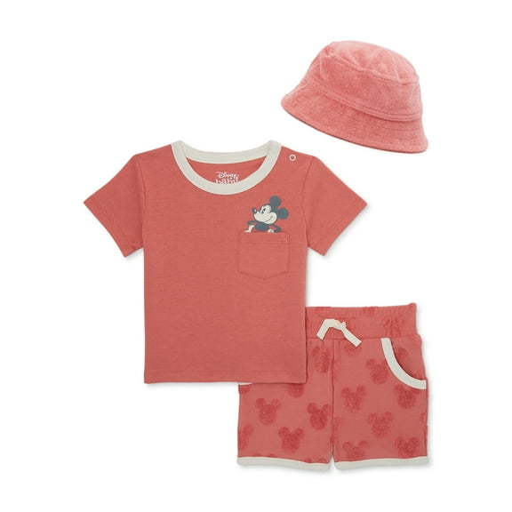 Mickey Mouse Baby Boys Terry Outfit Set, 3-Piece, Sizes 0-24 Months