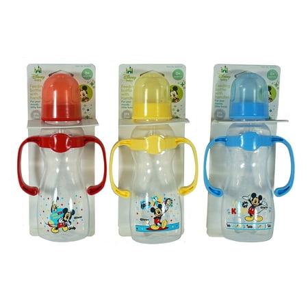 Mickey Mouse Baby Feeding Bottle with Handles - Set of 3