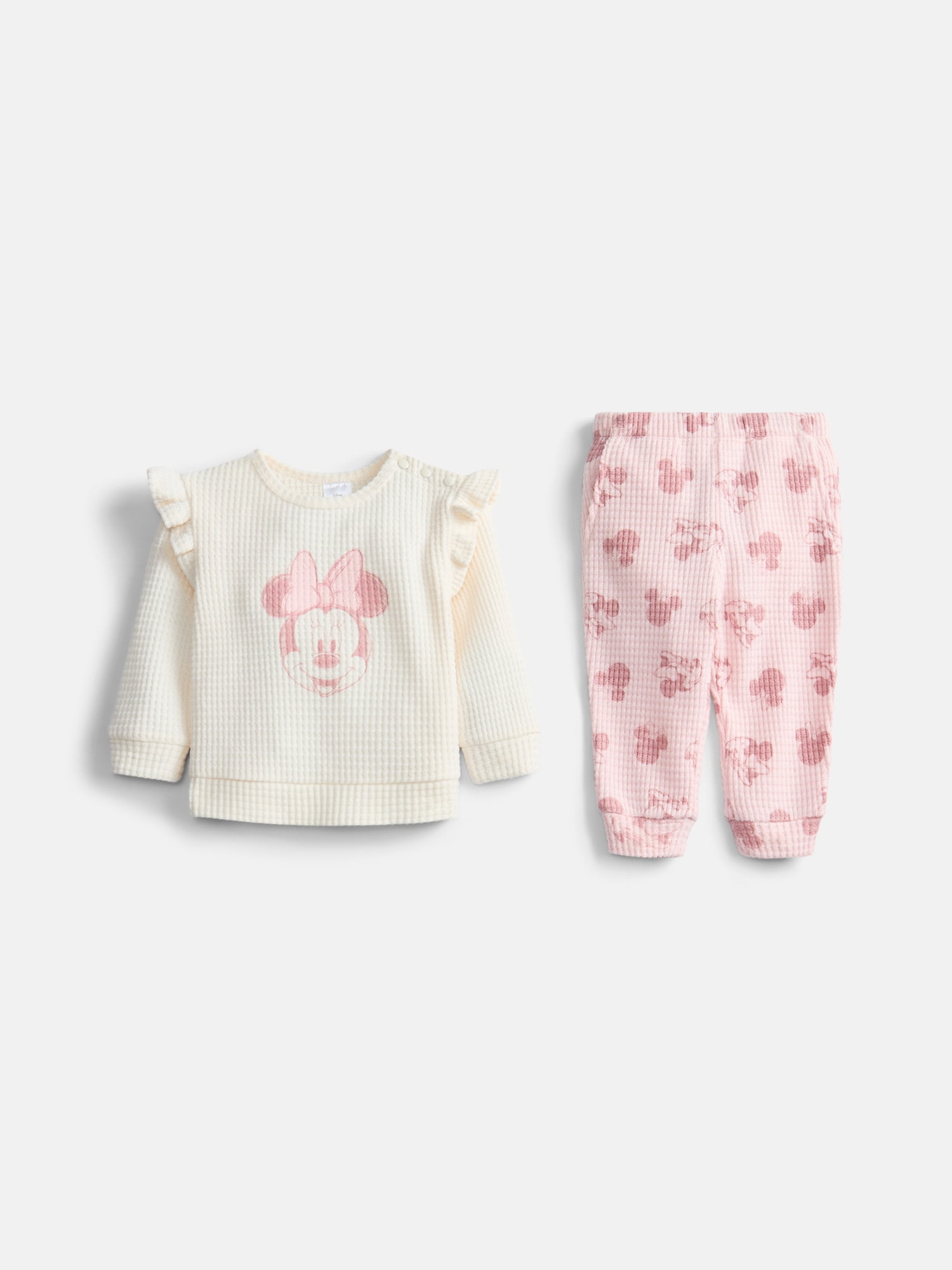 Minnie Mouse Baby Girls Waffle Knit Top and Pants Set, 2-Piece, Sizes 0M-24M