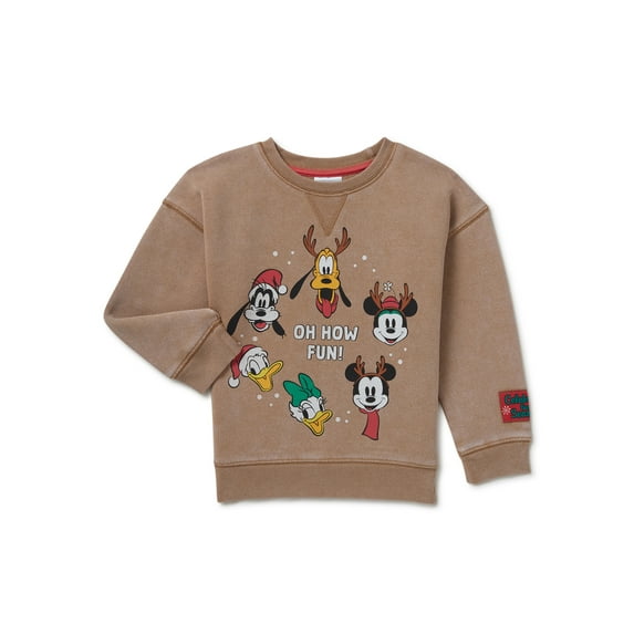 Mickey Mouse Baby and Toddler Boys Festive Crewneck Sweatshirt, Sizes 12M-5T