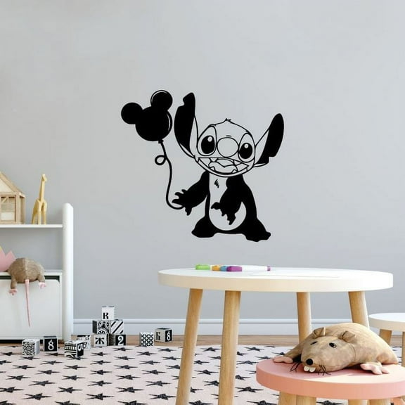 Mickey Mouse Balloon Lilo and Stitch Disney Cartoon Wall Sticker Art Decal for Boys Girls Room Bedroom Kindergarten Nursery House Fun Home Decors Stickers Wall Art Vinyl Decoration Size (10x10 inch)