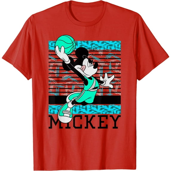 Mickey Mouse Basketball DTG Print Unisex T-Shirt,Red Color,Size 3XL