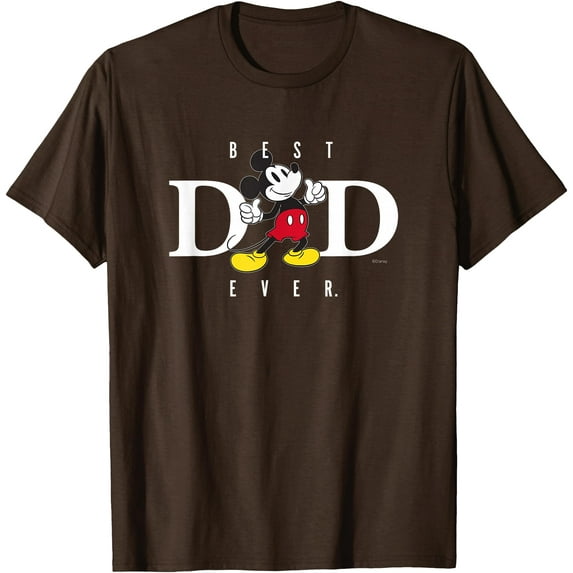 Mickey Mouse Best Dad Ever Thumbs Up Father's Day DTG Print Unisex T-Shirt,Dark Chocolate Color,Size 3XL
