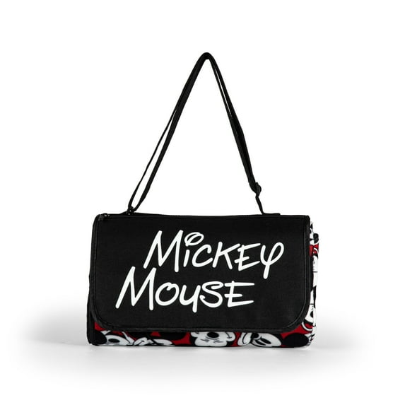 Mickey Mouse - Blanket Tote Outdoor Picnic Blanket, Red with Black Pattern