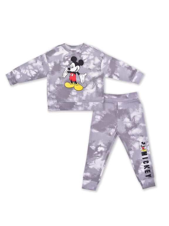 Mickey Mouse Boys 2 Piece Tie Dye Crewneck and Jogger Set, 4-8