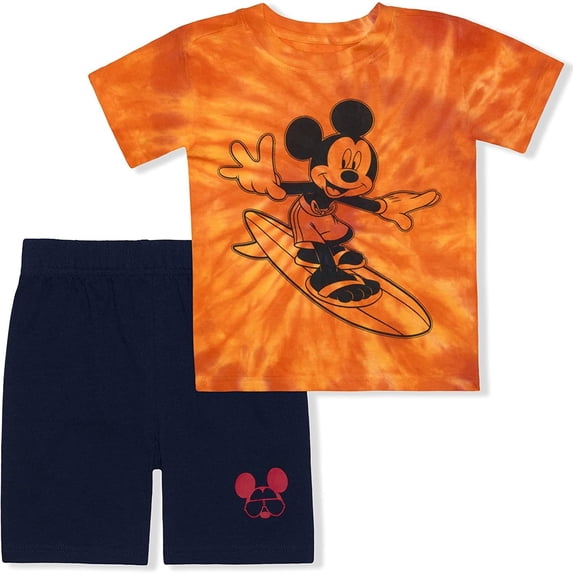 Mickey Mouse Boys 2 Piece Tie Dye Short Set, Infant