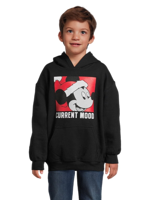 Mickey Mouse Boys Current Mood Christmas Graphic Fleece Hoodie Sweatshirt, Sizes 4-16