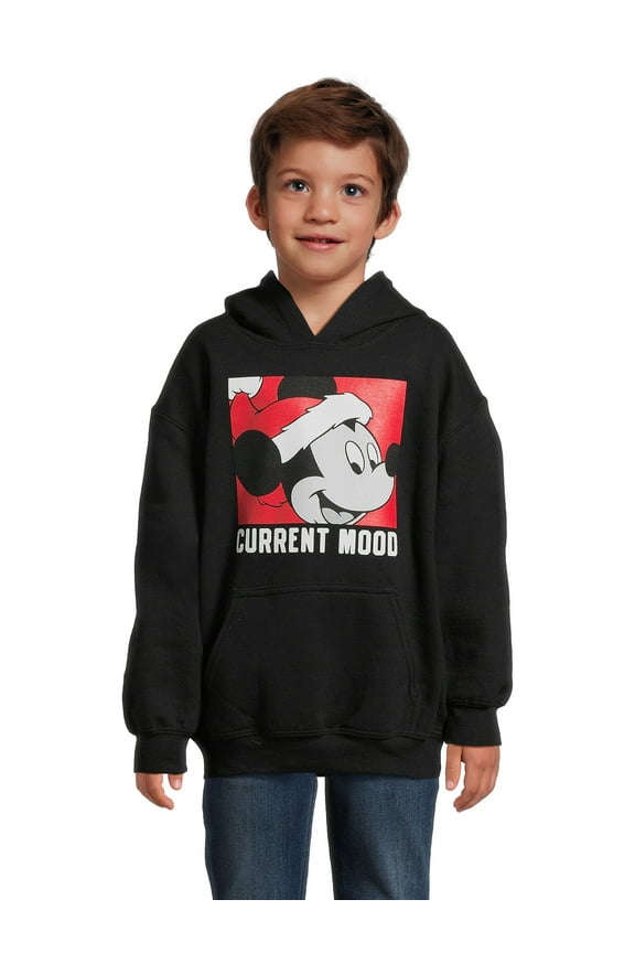 Mickey Mouse Boys Current Mood Christmas Graphic Fleece Hoodie Sweatshirt, Sizes 4-16