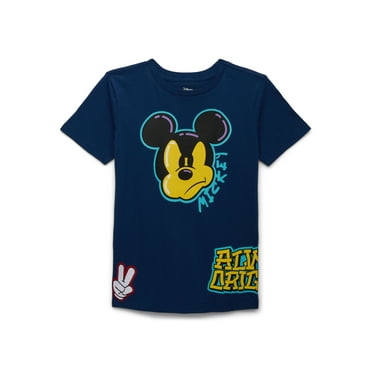 Mickey Mouse Boys Embroidered Front and Back Graphic Tee with Short-Sleeves, Sizes 4-20