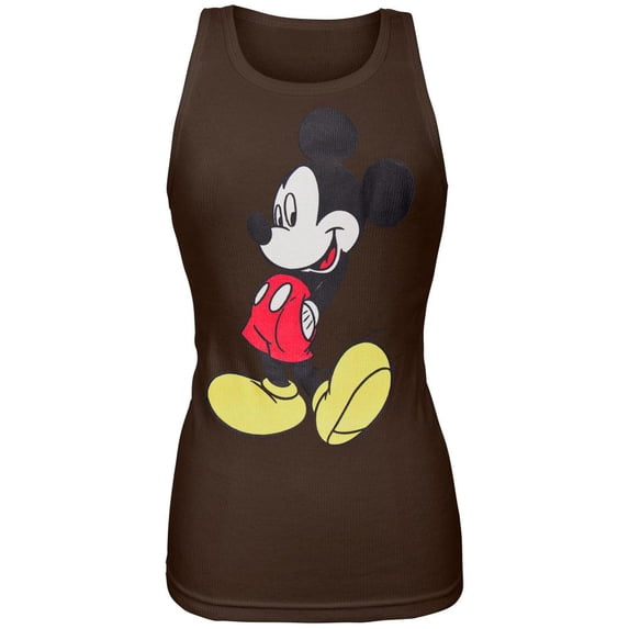 Mickey Mouse - Brown Juniors Tank Top - Large