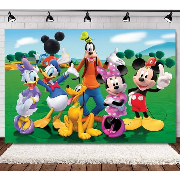 Mickey  Cartoon Theme Birthday Flag Background Banner Children's Party Decoration supplies Photography Photo Prop ,70.8x43.3inch.