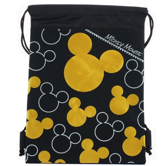 Mickey Mouse Character Licensed Black Gold Drawstring Bag