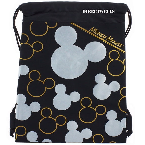 Mickey Mouse Character Licensed Black Silver Drawstring Bag