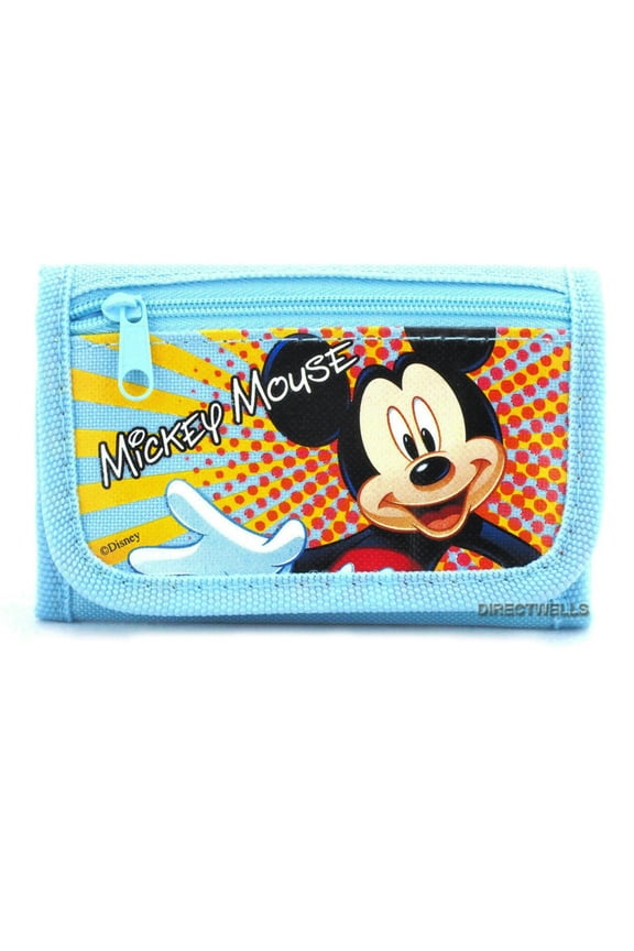 Mickey Mouse Character Light Blue Trifold Wallet