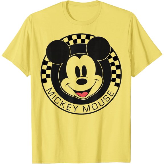 Mickey Mouse Checkerboard Circle DTG Print Unisex T-Shirt