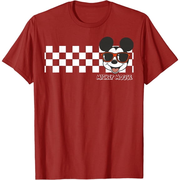 Mickey Mouse Checkerboard Stripe DTG Print Unisex T-Shirt