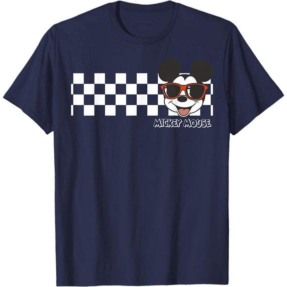 Mickey Mouse Checkerboard Stripe DTG Print Unisex T-Shirt