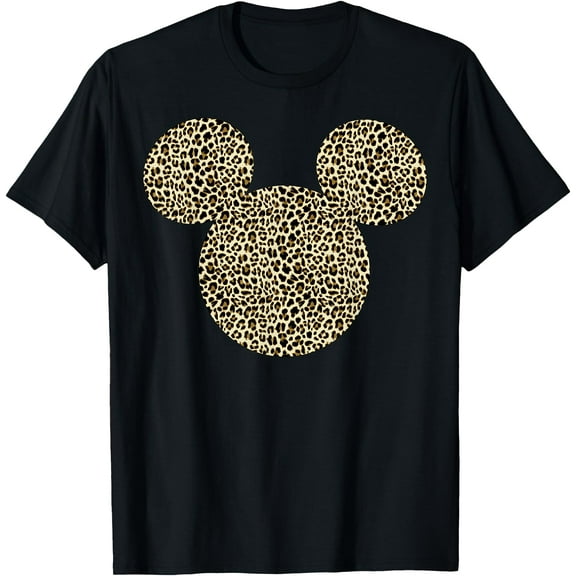 Mickey Mouse Cheetah Print Silhouette Fill DTG Print Unisex T-Shirt