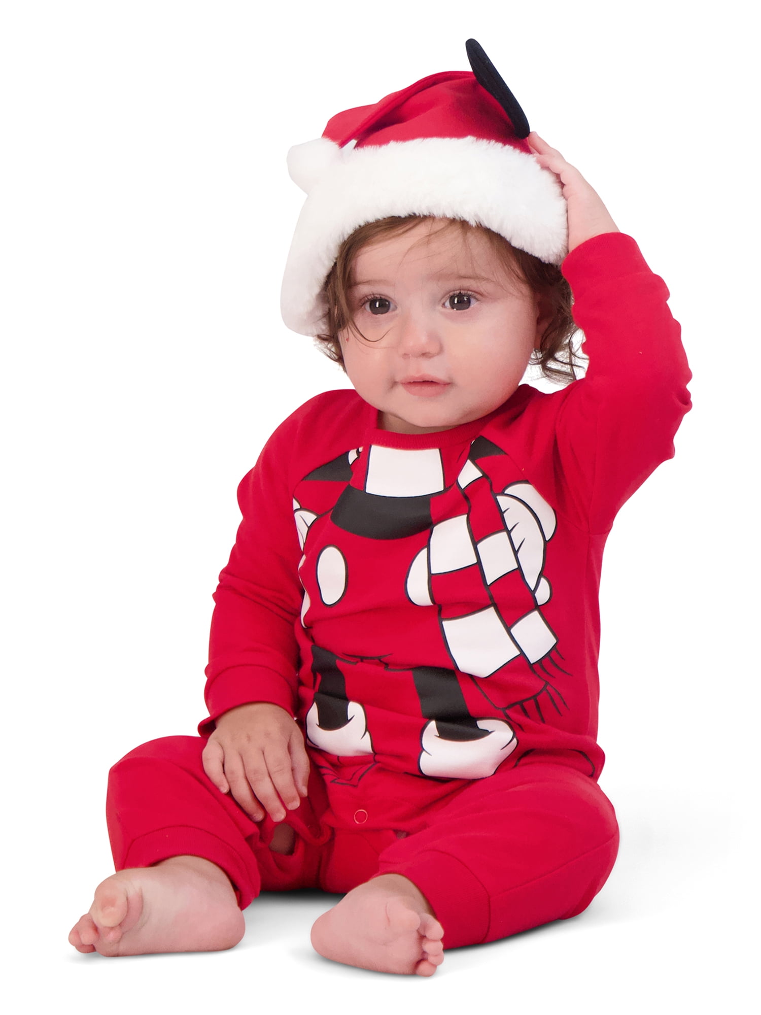 Mickey Mouse Christmas Baby Unisex Coveralls and Hat Set, 2Piece