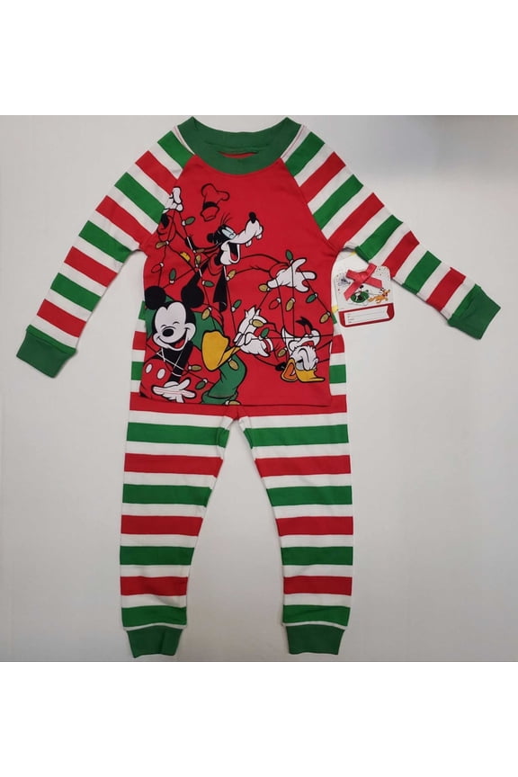 Mickey Mouse Christmas Pajamas Mickey Pluto And Donald 2-Piece PJ Set.