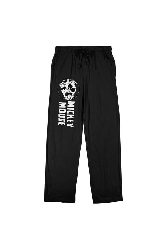 Mickey Mouse Classic B&W Mickey Adult Black Sleep Pajama Pants-Small