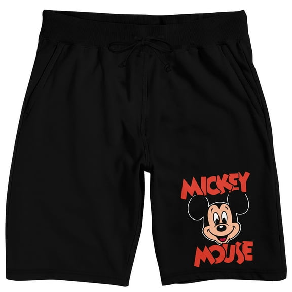 Mickey Mouse Classic Character Face Adult Black Sleep Pajama Shorts-XL