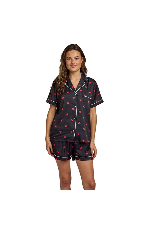 Mickey Mouse Classic Mickey Ears Women's 2-Pack Satin Pajama Set -Large